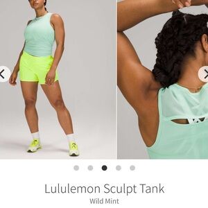 Lululemon Sculpt Tank Wild Mint 2021 W1CS9S $58 Material Mesh Open Back Sz 2